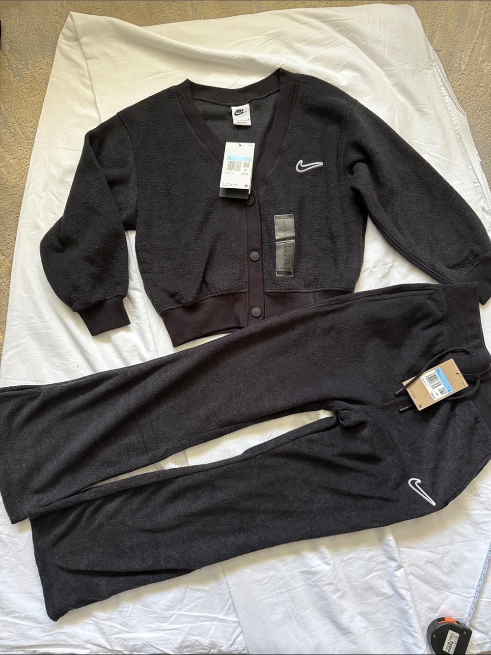 Nike Black Terry Knit Cardigan and Joggers Set